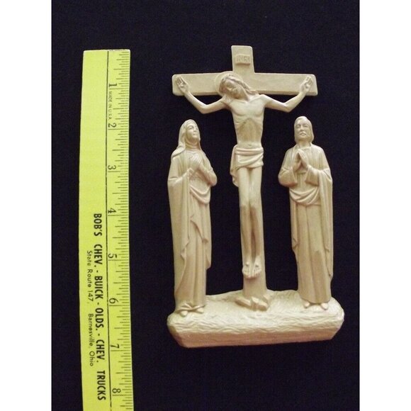 Cross Jesus Mary Vtg Original Home 7" Crucifix Religious Wall Hanging Decor mcm - Picture 3 of 8